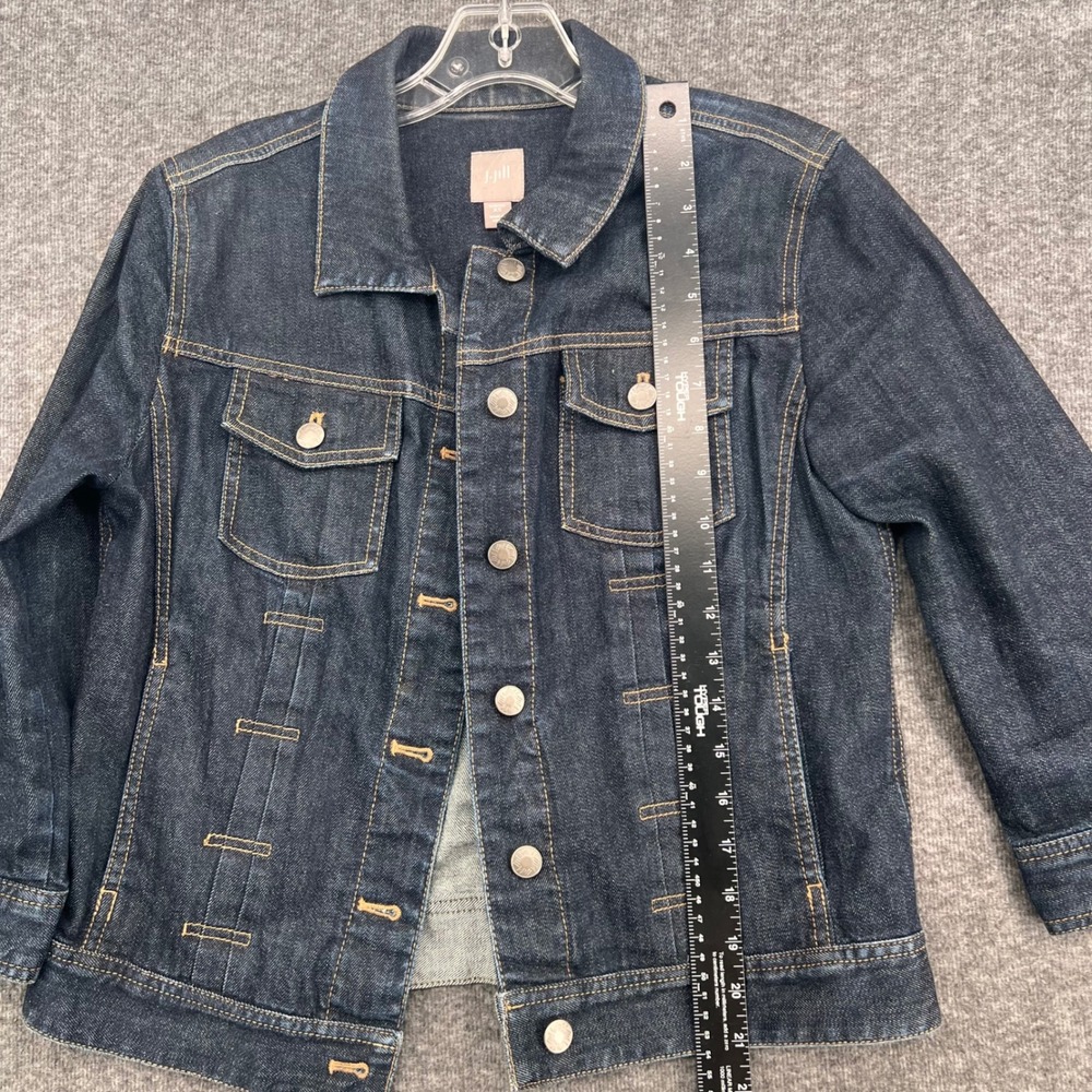 J. Jill Women Dark Wash Stretch Denim Trucker Jacket Indigo XS 3/4 Sleeve - Picture 6 of 10